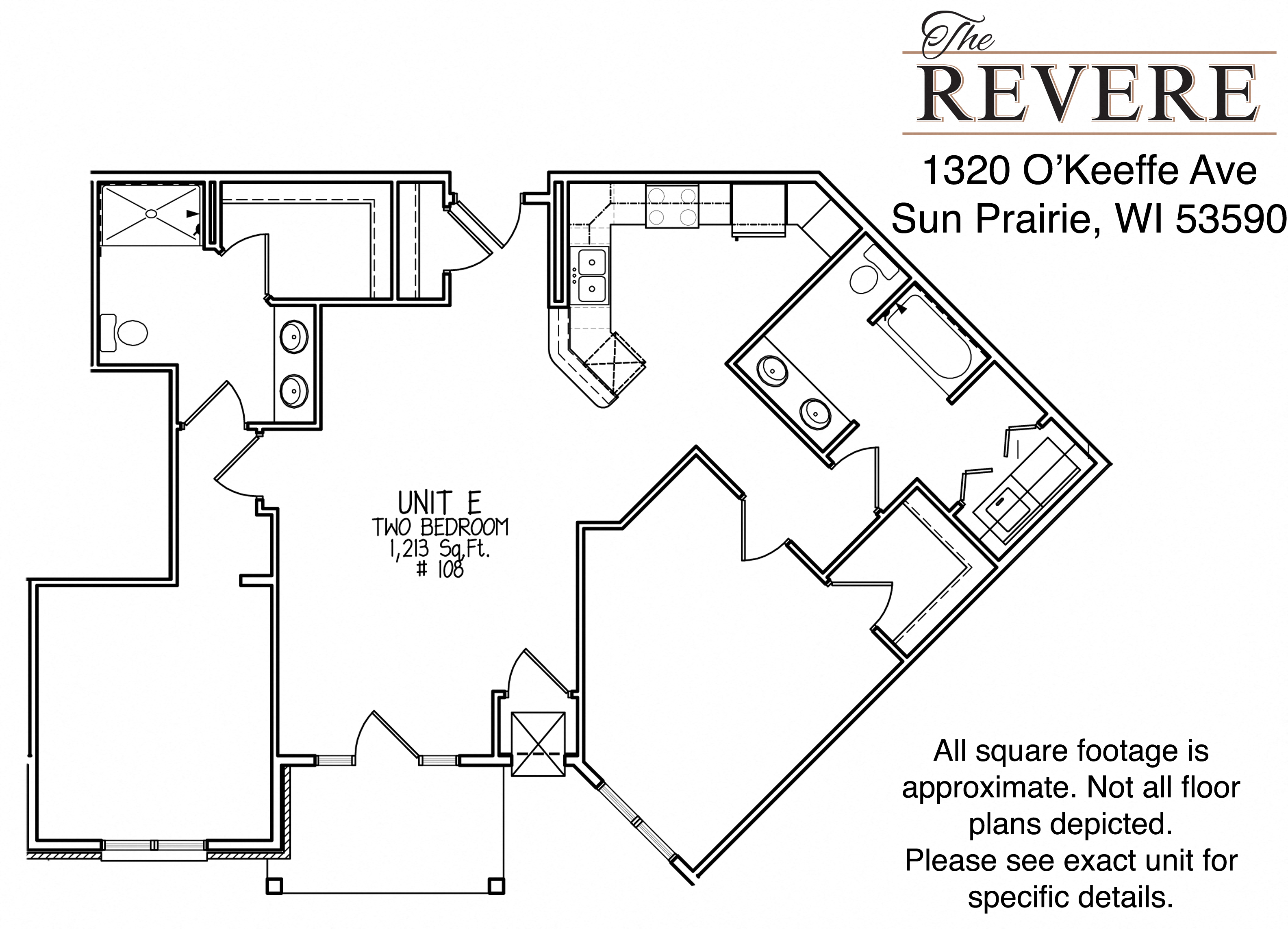 Floor plan for 2 beds, 2 baths, 1213 sqft